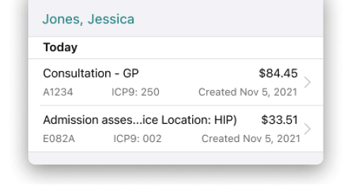 A patient card, add a claim and billing code features being shown in the Dr. Bill medical billing app.