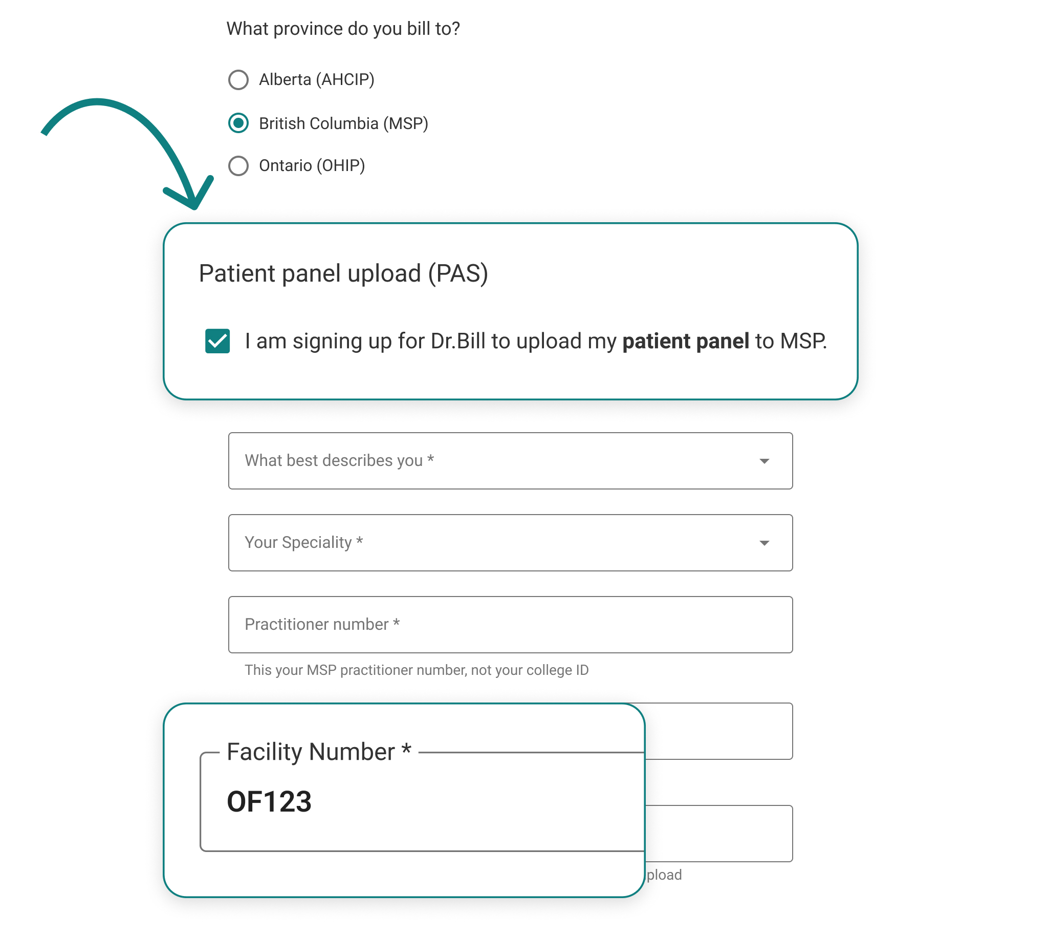 PAS sign up form