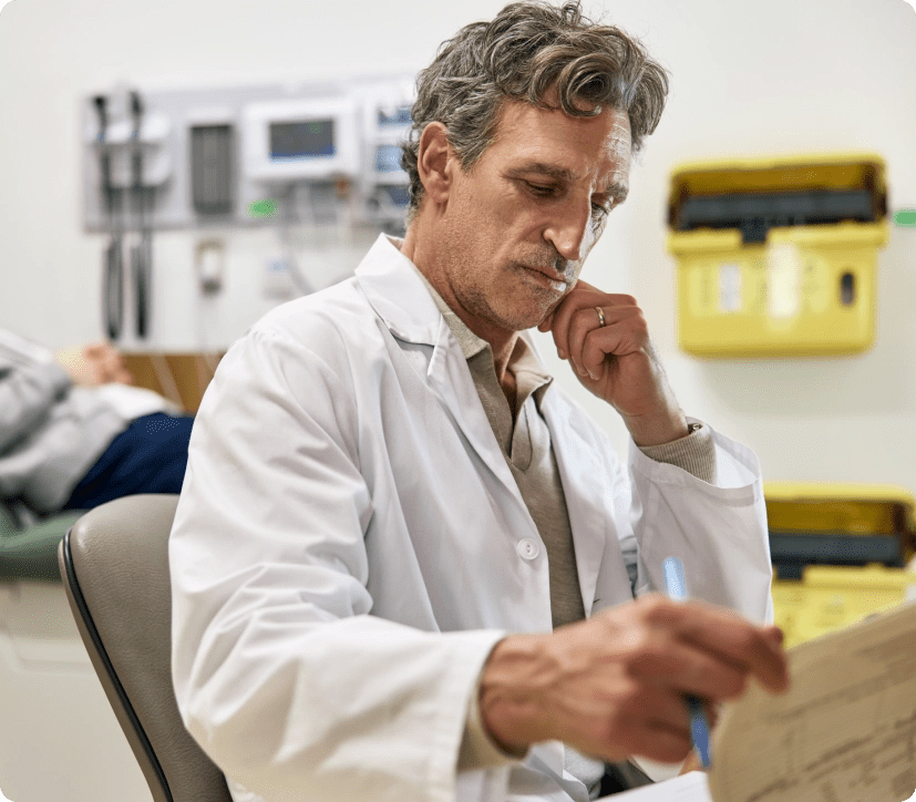 Physician going through patient notes