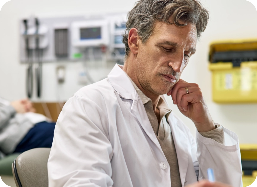 Physician going through patient notes
