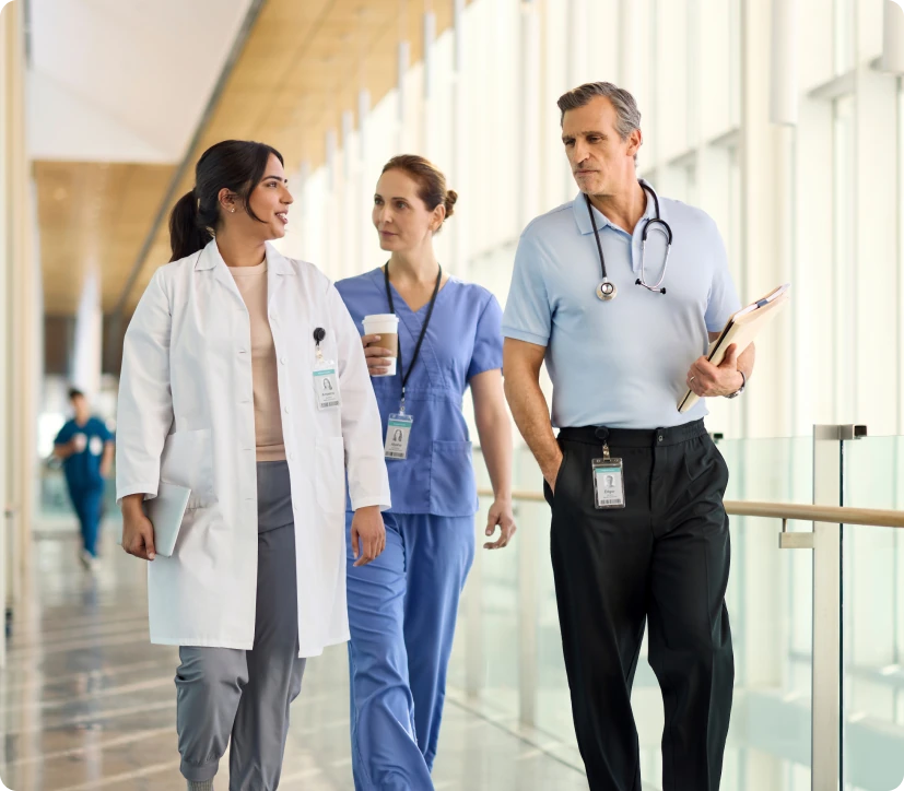 Group of physicians discussing in hospital
