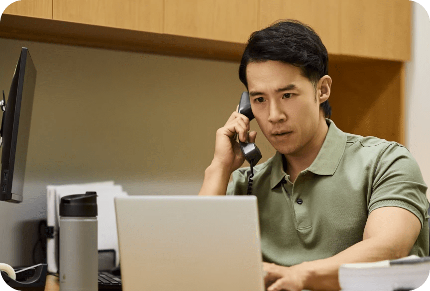 Physician concerned on phone