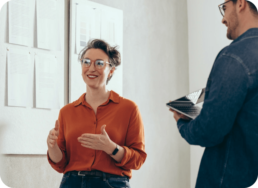 Two people having career discussions