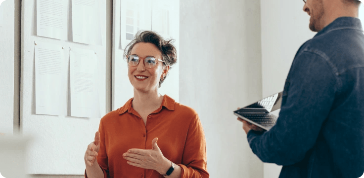 Two people having career discussions